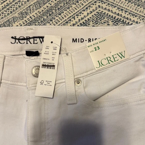 J.CREW 23 Denim Short White Cotton Blend Stretch Pockets Zip Summer - Picture 5 of 6